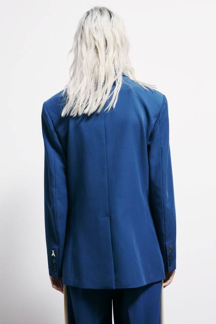Double-breasted viscose blazer, Blue, Patrizia Pepe