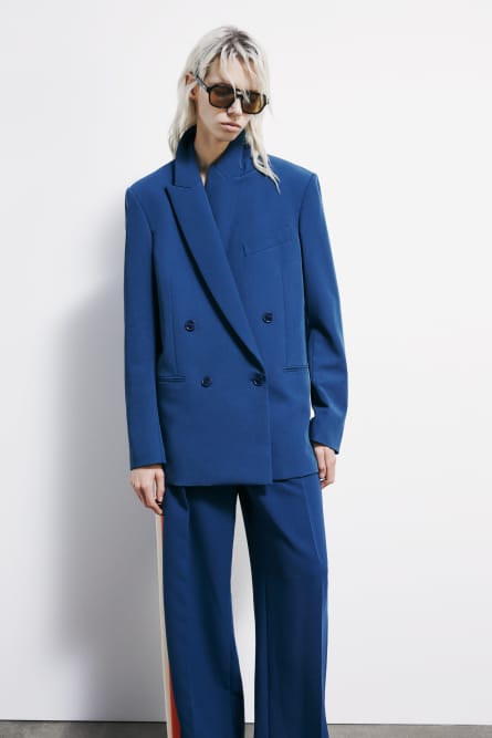 Double-breasted viscose blazer, Blue, Patrizia Pepe