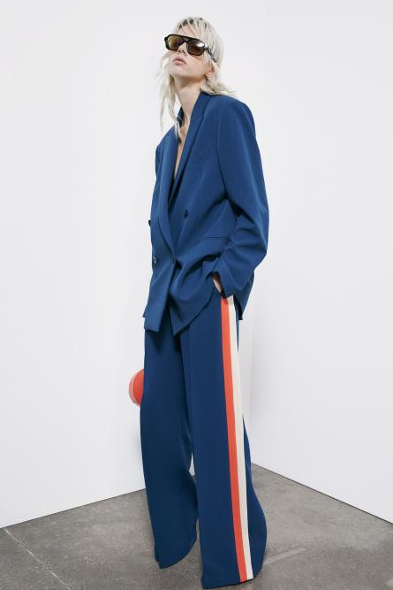 Double-breasted viscose blazer, Blue, Patrizia Pepe