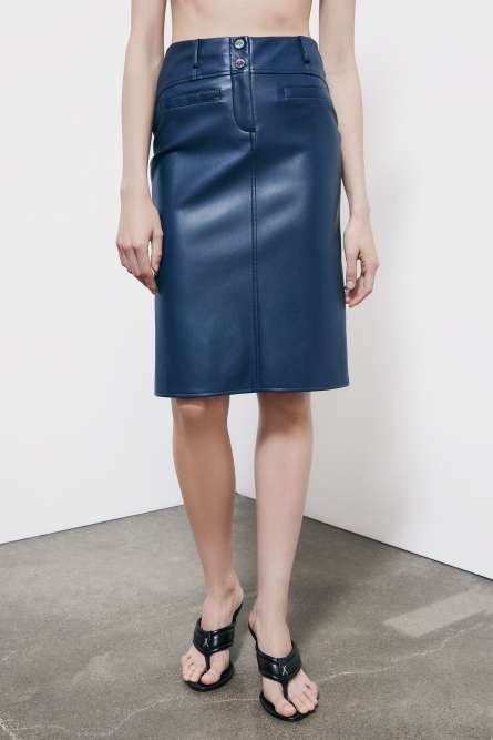 Soft midi skirt with pockets, Blue, Patrizia Pepe