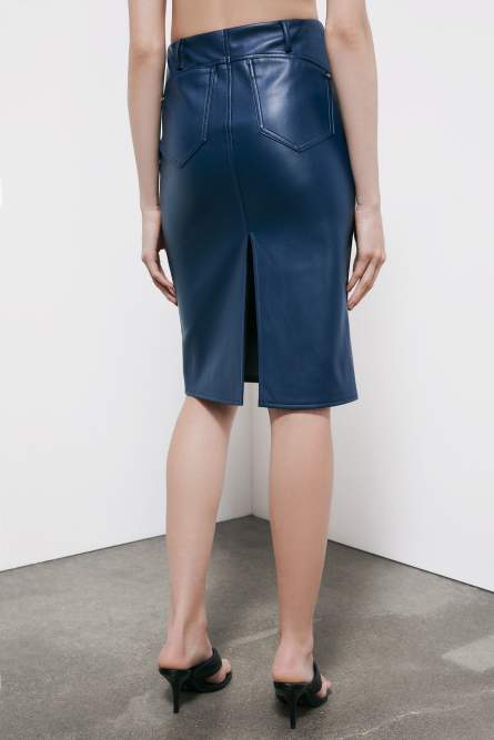 Soft midi skirt with pockets, Blue, Patrizia Pepe