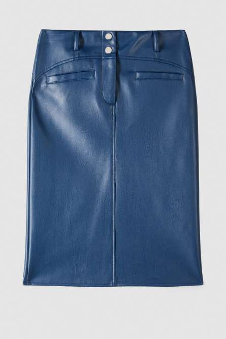 Soft midi skirt with pockets, Blue, Patrizia Pepe