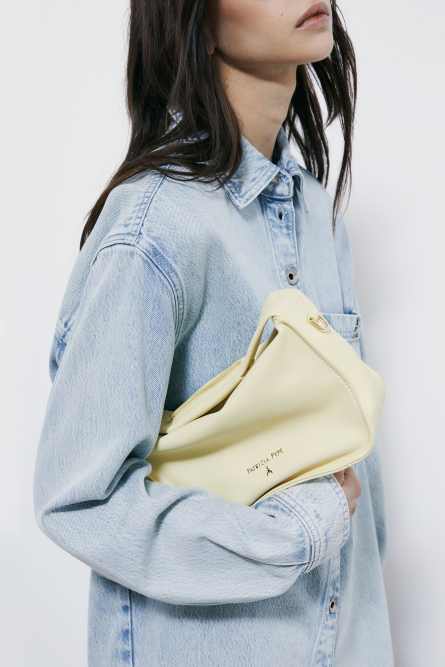 Contemporary Hobo small leather shoulder bag, Yellow, Patrizia Pepe