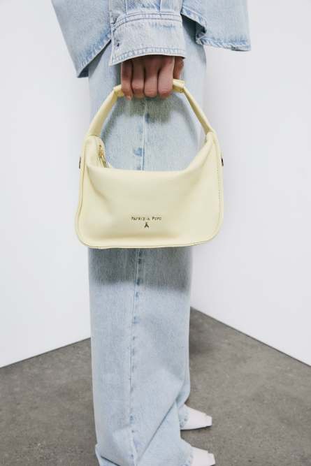 Contemporary Hobo small leather shoulder bag, Yellow, Patrizia Pepe