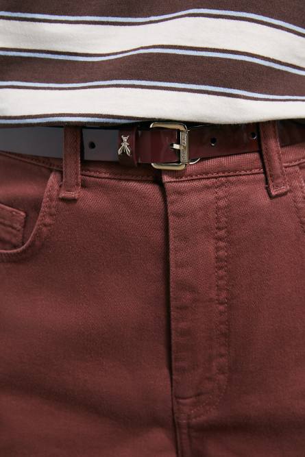 Low-waisted belt in glossy leather, Brown, Patrizia Pepe