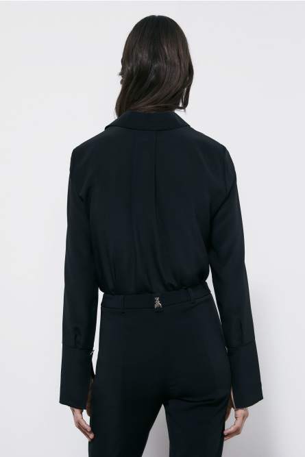 Camicia morbida in crepe di seta, Nero, Patrizia Pepe