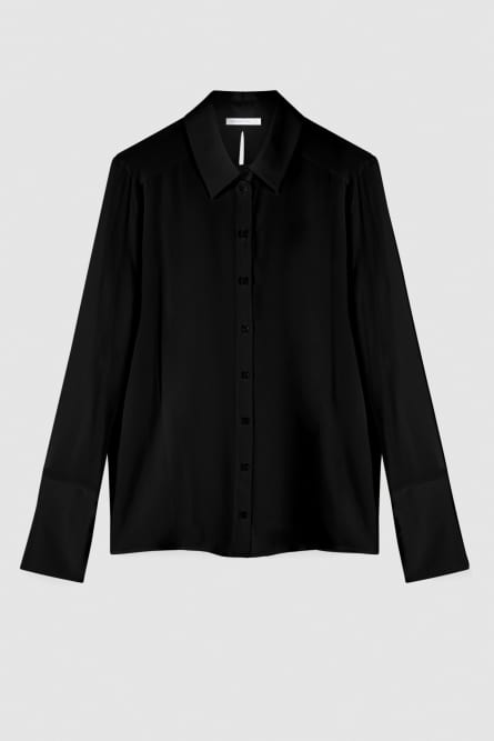Camicia morbida in crepe di seta, Nero, Patrizia Pepe