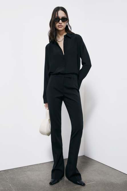 Camicia morbida in crepe di seta, Nero, Patrizia Pepe