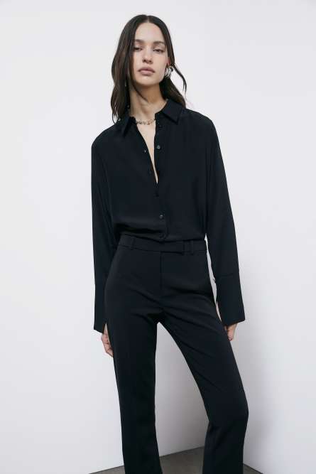 Camicia morbida in crepe di seta, Nero, Patrizia Pepe