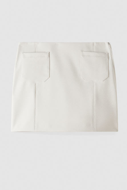Tailored twill miniskirt, White, Patrizia Pepe