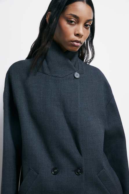 Double-breasted overcoat, Grey, Patrizia Pepe