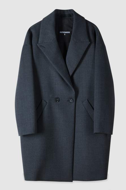 Double-breasted overcoat, Grey, Patrizia Pepe