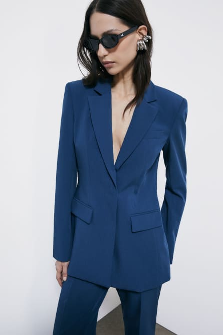 Taillierter Blazer aus Viskose, Blau, Patrizia Pepe