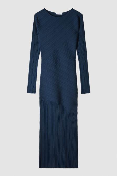 Knit midi dress with sculptural lines, Blue, Patrizia Pepe