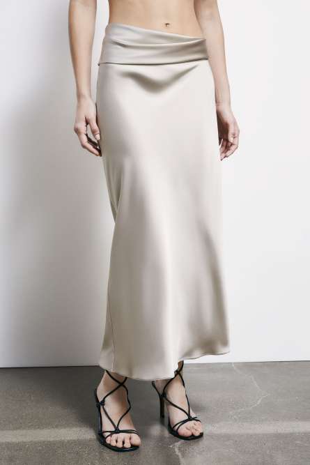 Draped satin midi skirt, Grey, Patrizia Pepe