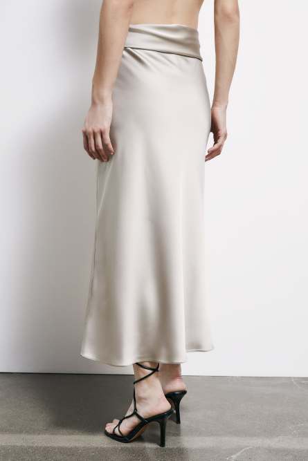 Draped satin midi skirt, Grey, Patrizia Pepe