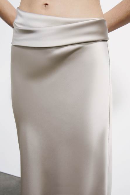 Draped satin midi skirt, Grey, Patrizia Pepe