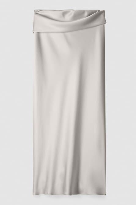 Draped satin midi skirt, Grey, Patrizia Pepe