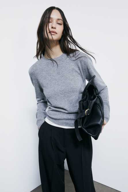 Джемпер с круглым вырезом из кашемира, Серый, Patrizia Pepe