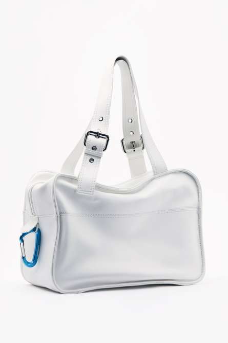 (IM)PERFECTION shopping bag in leather, White, Patrizia Pepe