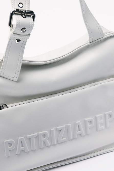 (IM)PERFECTION shopping bag in leather, White, Patrizia Pepe