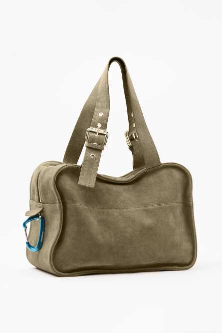 (IM)PERFECTION suede shopping bag, Green, Patrizia Pepe