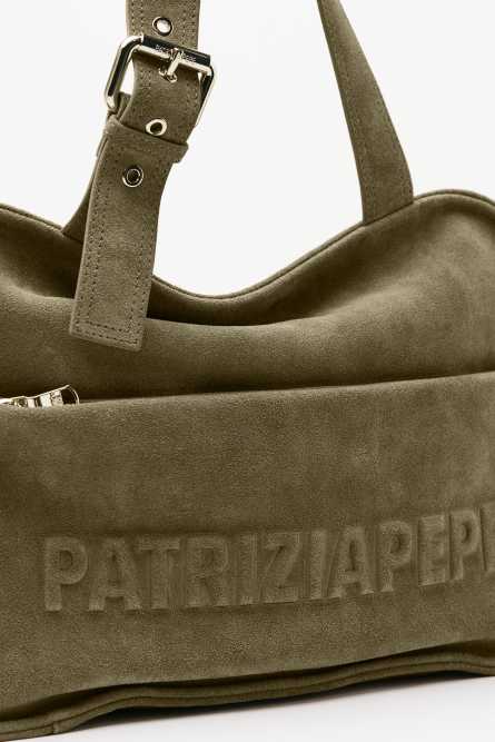 (IM)PERFECTION suede shopping bag, Green, Patrizia Pepe
