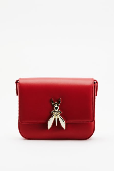 Sac bandouli&egrave;re Essential Fly en cuir, Rouge, Patrizia Pepe
