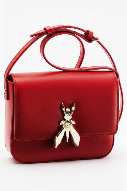 Sac bandouli&egrave;re Essential Fly en cuir, Rouge, Patrizia Pepe
