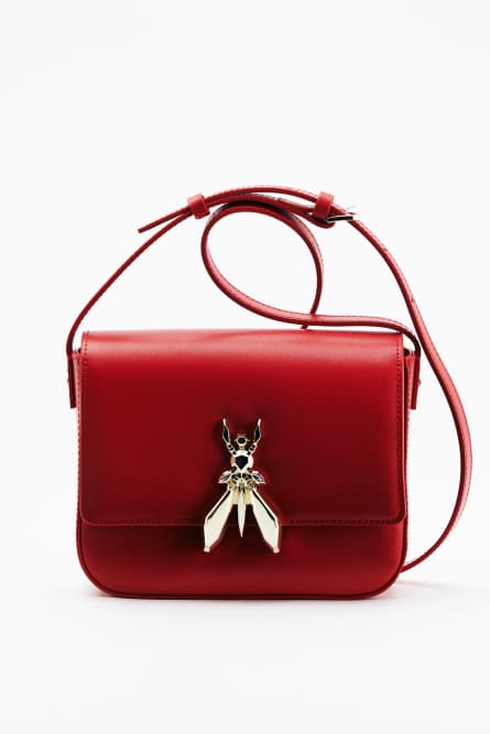 Sac bandouli&egrave;re Essential Fly en cuir, Rouge, Patrizia Pepe