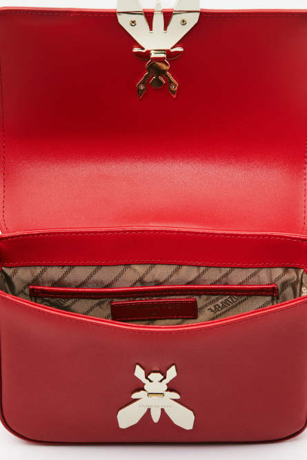 Sac bandouli&egrave;re Essential Fly en cuir, Rouge, Patrizia Pepe