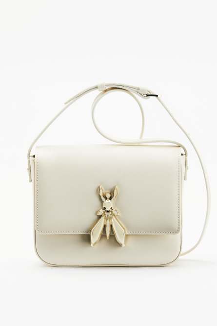 Sac bandouli&egrave;re Essential Fly en cuir, Blanc, Patrizia Pepe