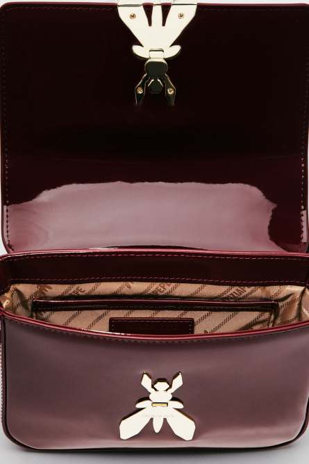 Essential Fly glossy leather shoulder bag, Brown, Patrizia Pepe