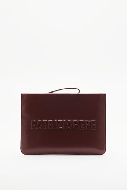Сумка-клатч (IM)PERFECTION из кожи, Коричневый, Patrizia Pepe