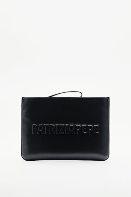 Сумка-клатч (IM)PERFECTION из кожи, Черный, Patrizia Pepe