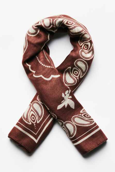 Modal scarf with graphic print, Brown, Patrizia Pepe