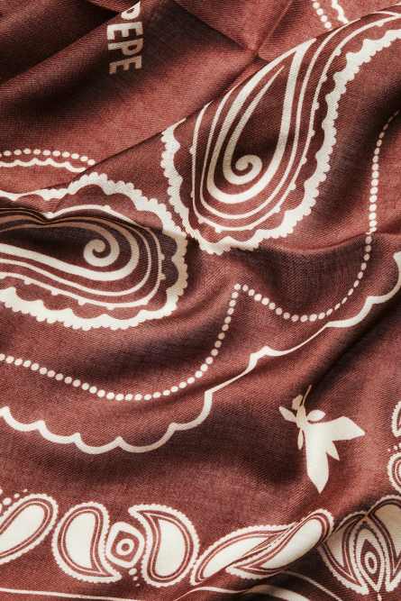 Modal scarf with graphic print, Brown, Patrizia Pepe