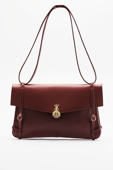 Fly Bamby Jour leather shoulder bag, Brown, Patrizia Pepe