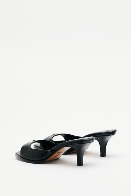 Square Essential Fly sabot sandals with nappa heel, Black, Patrizia Pepe