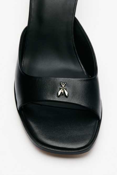 Square Essential Fly sabot sandals with nappa heel, Black, Patrizia Pepe