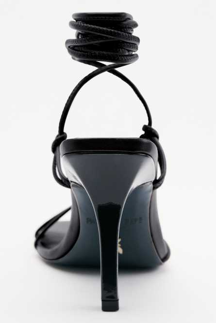 New Square crossed sandals with nappa heel, Black, Patrizia Pepe