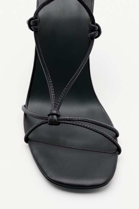New Square crossed sandals with nappa heel, Black, Patrizia Pepe