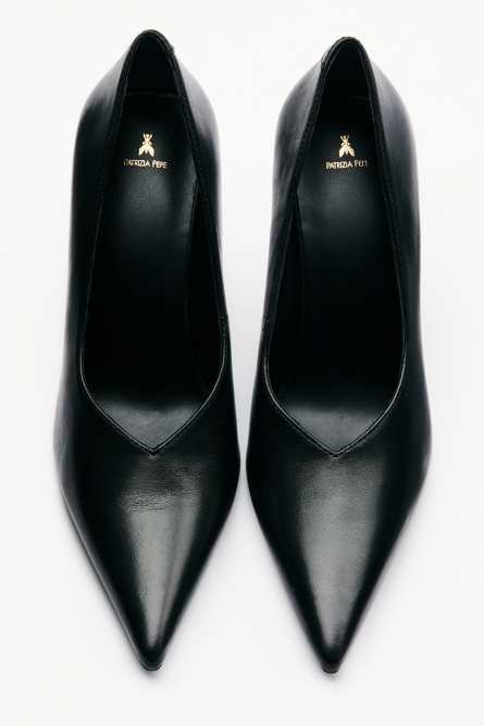 Слингбэк из глянцевой кожи, Черный, Patrizia Pepe