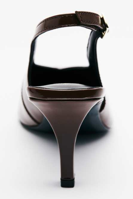 Кожаные слингбэк на высоком каблуке, Коричневый, Patrizia Pepe