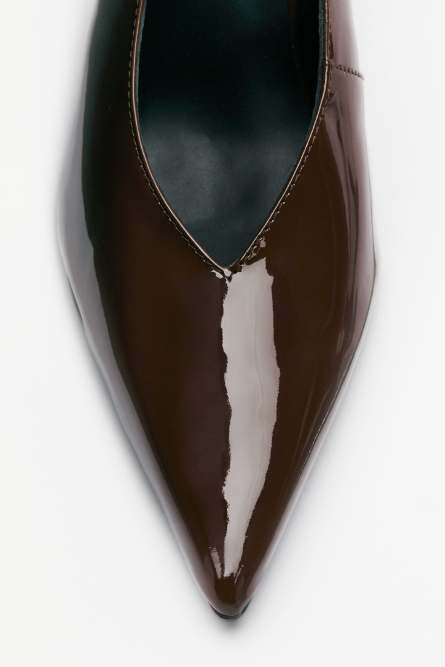 Кожаные слингбэк на высоком каблуке, Коричневый, Patrizia Pepe