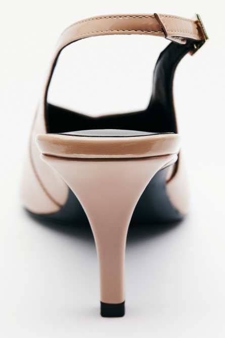 Heeled leather slingback sandals, Pink, Patrizia Pepe