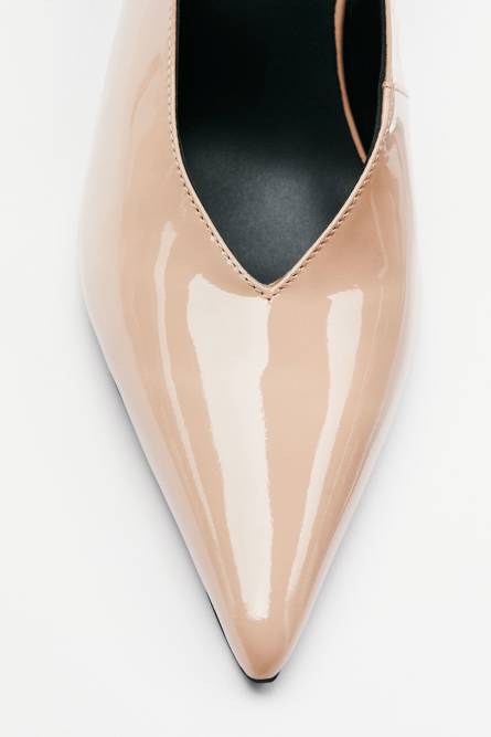 Heeled leather slingback sandals, Pink, Patrizia Pepe