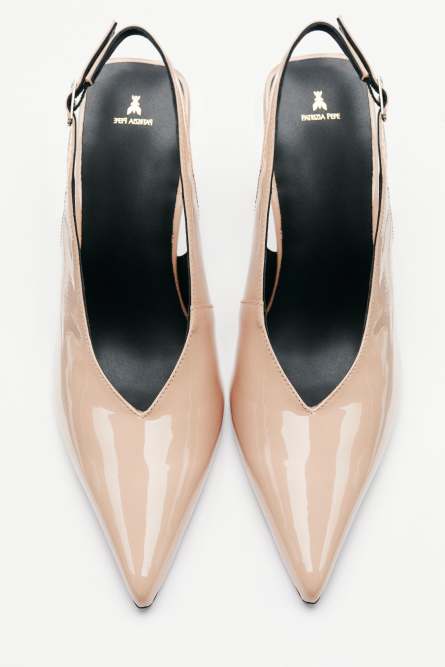 Heeled leather slingback sandals, Pink, Patrizia Pepe