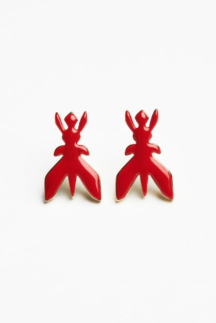 Brass Fly earrings, Red, Patrizia Pepe