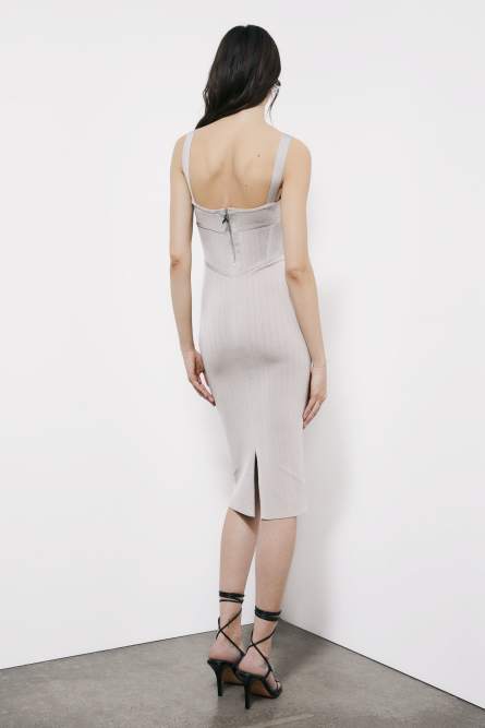 Облегающее миди-платье из жаккардового трикотажа, Серый, Patrizia Pepe